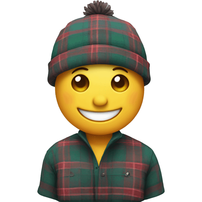 Smiling emoji in a tartan hat emoji