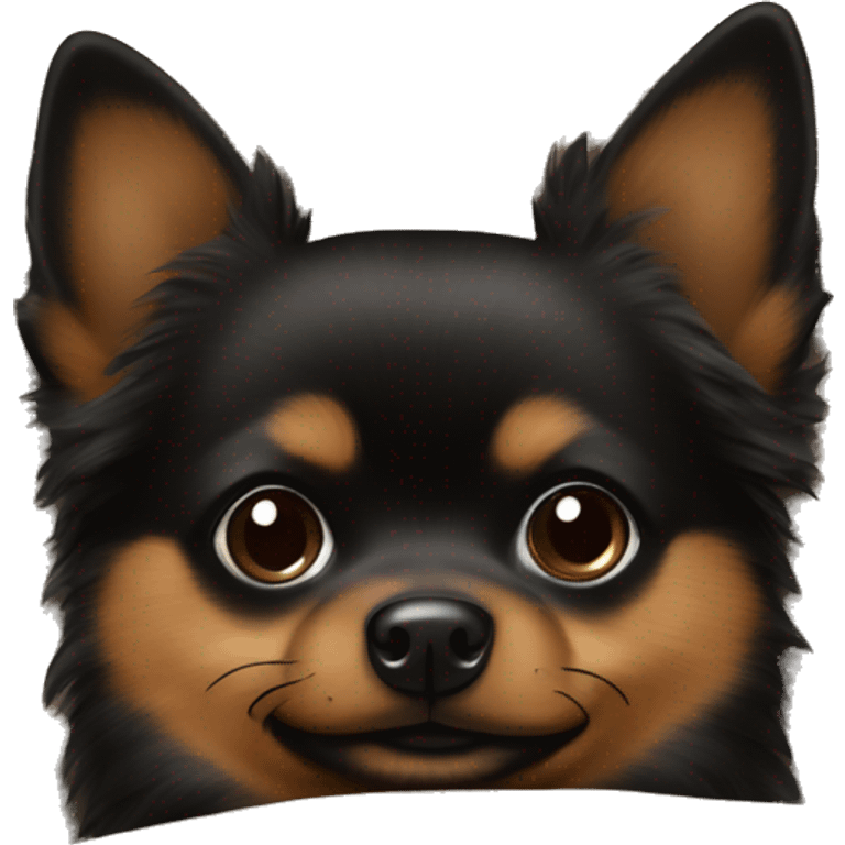 Black and brown pomchi under blankie  emoji