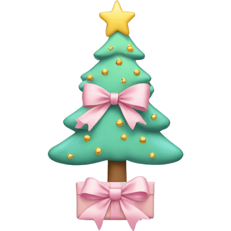 pastel christmas tree with a big bow in top emoji