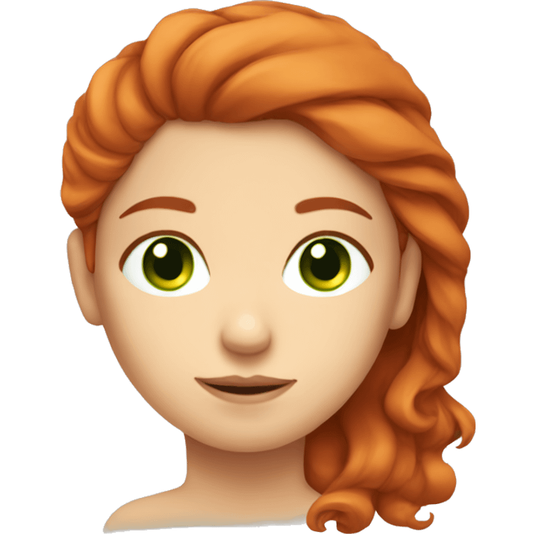 red hair green eyes girl, sleepy and emoji