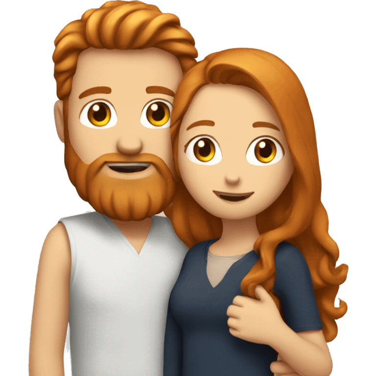  guy with ginger beard hugging brunette girl with long hair emoji