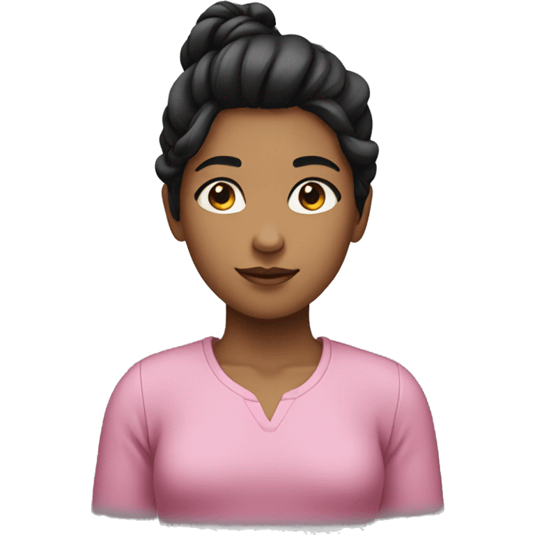 A girl with pink shirt and black hair emoji