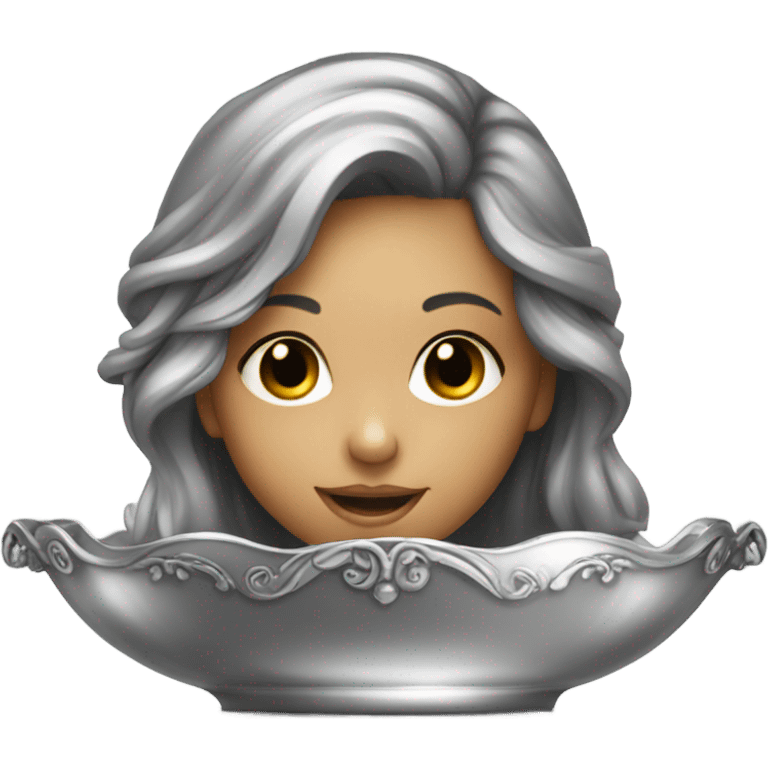 Young pirate girl lying on silver platter emoji