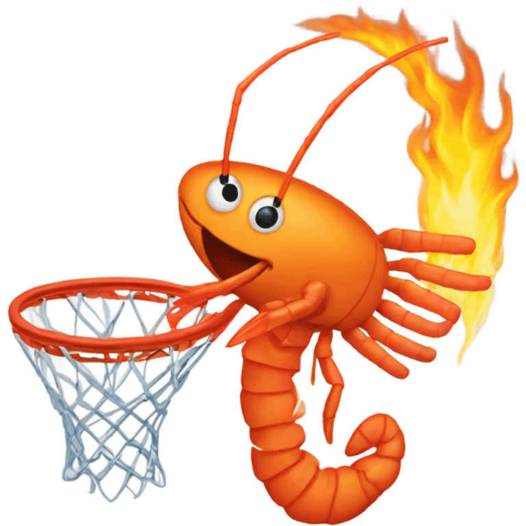 shrimp on fire playing basketball  emoji