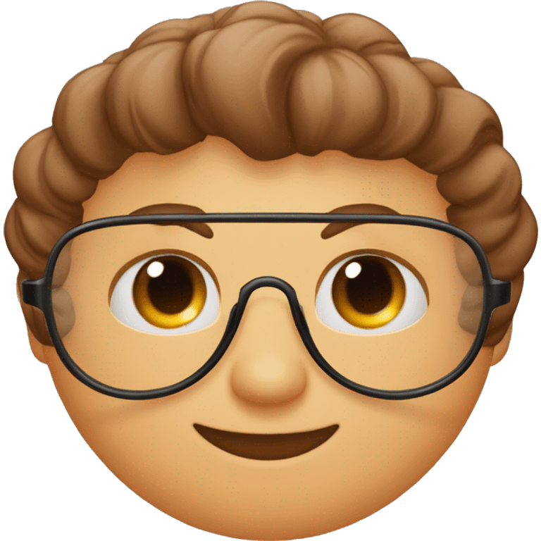 Ai emoji hombre  lentes naranja cabello corto ojos cafés orejas pequeñas color de piel morena emoji