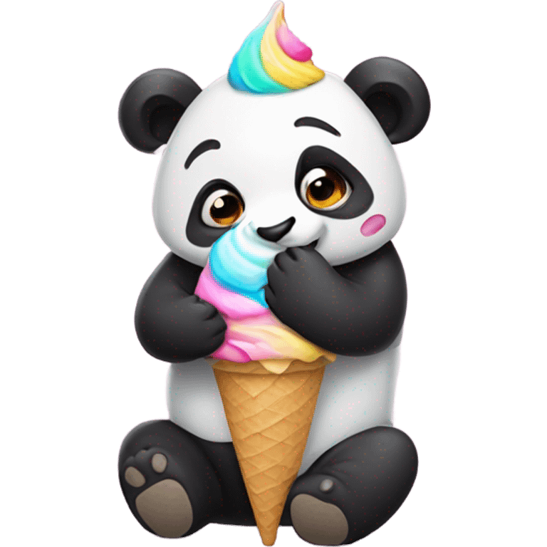 Panda eating ice cream emoji