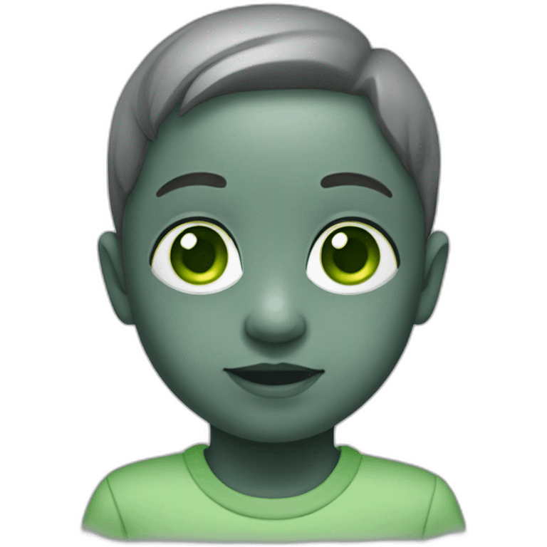 WhatsApp infant emoji with grey skin and green eyes emoji