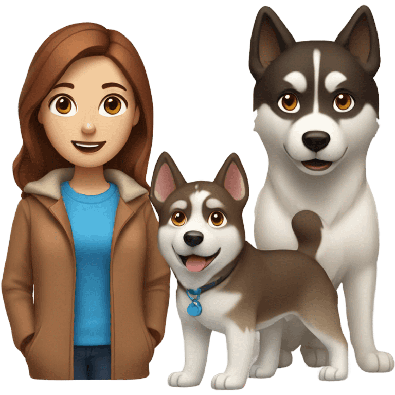 Woman brown hair blue eyes with Husky Copper beige  emoji