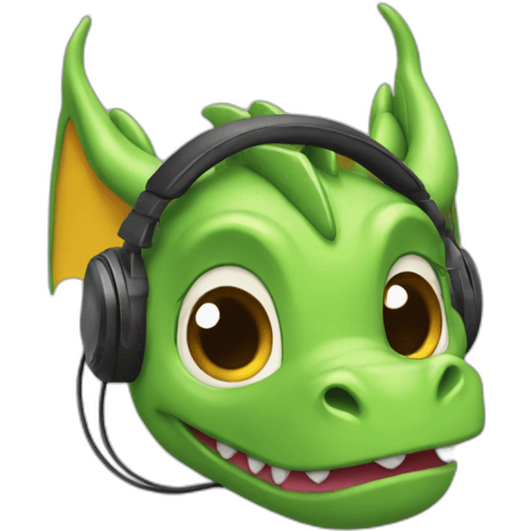 Cute dragon headphone emoji