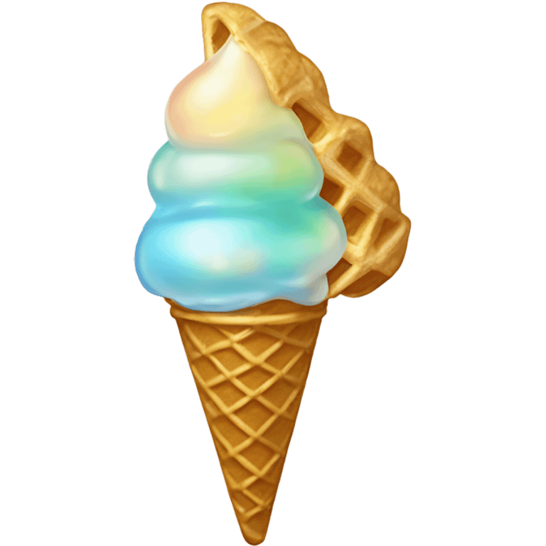 opal Crystal ice cream scoop on gold waffle cone emoji