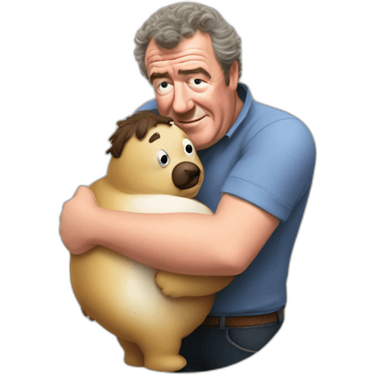 Jeremy Clarkson hugging a fat friend in his farm emoji