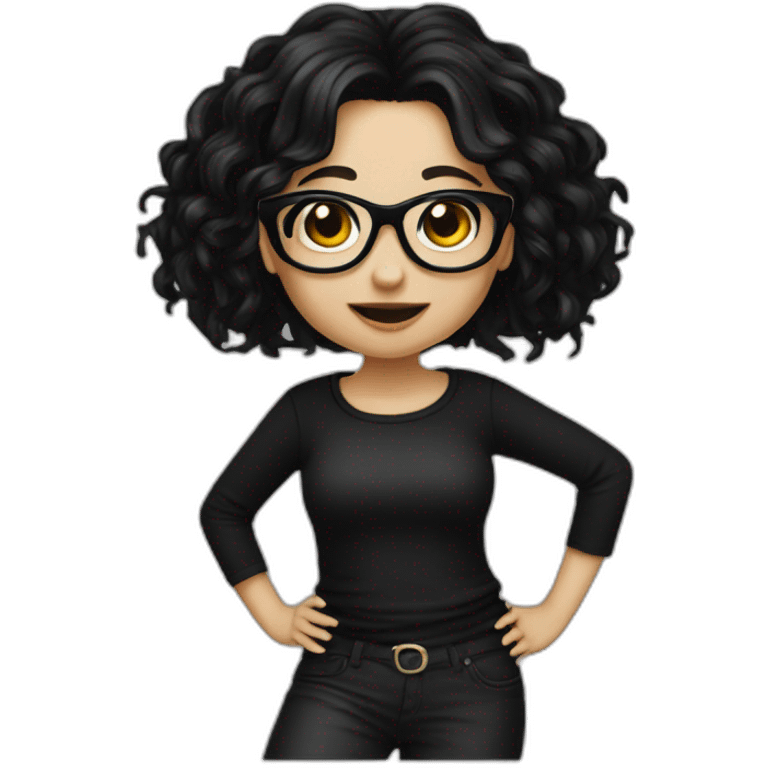 dancing-goth-girl-dark-hair-with-glasses-black-tshirt emoji