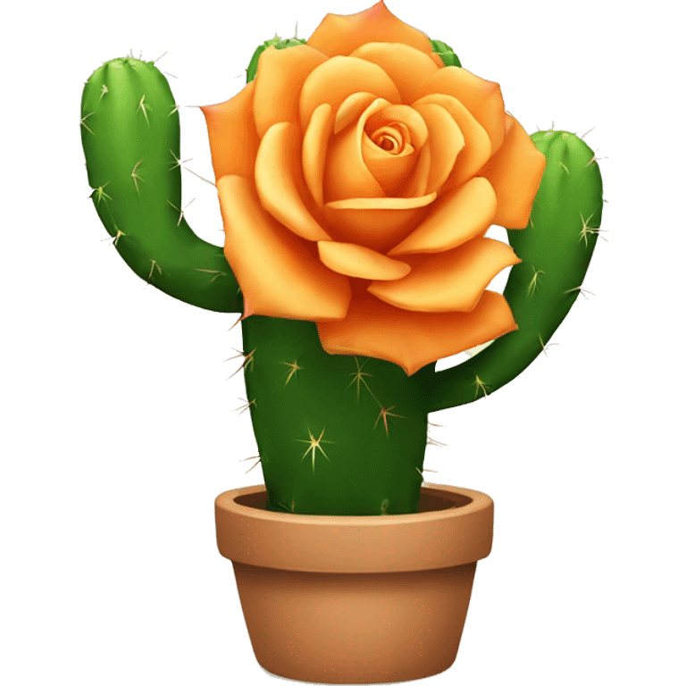 Cactus with light orange rose  emoji