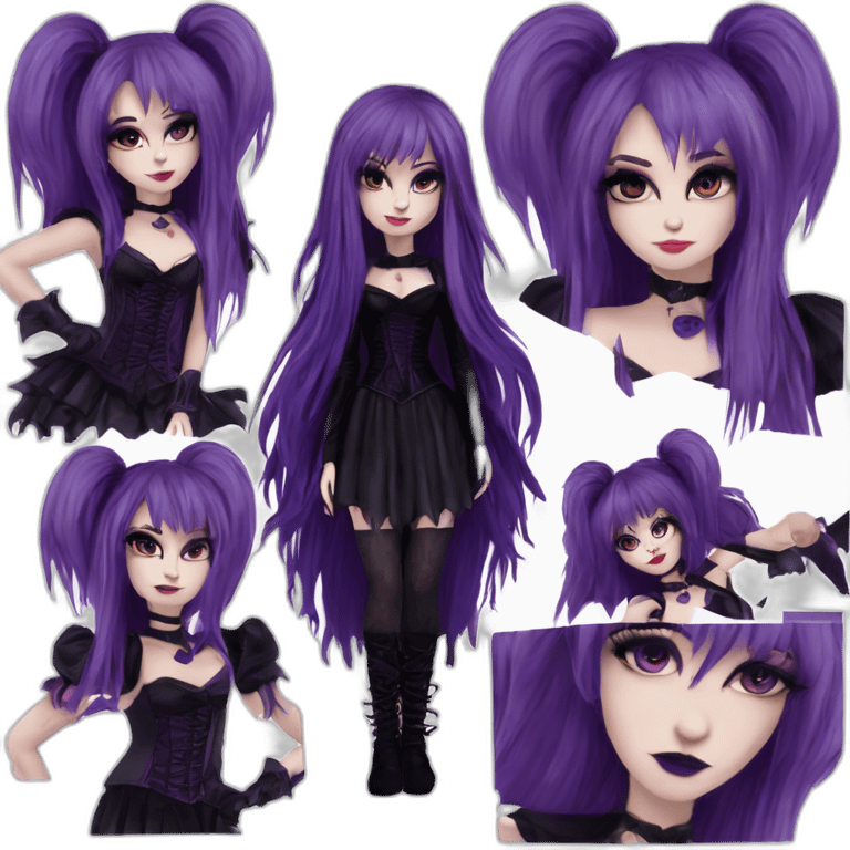 Elissabat -with bangs -long-hair-dark-plumpurple-and-black-vampire-goth-makeup-pinkeyes-romanticgothcloses- emoji