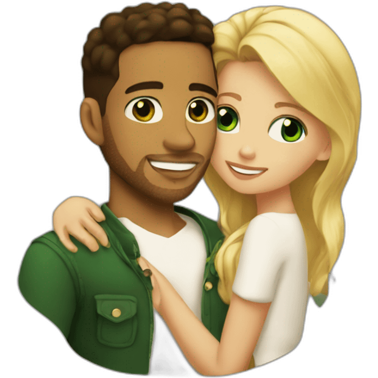 Romeo santos and blond girl green eyes hugging emoji