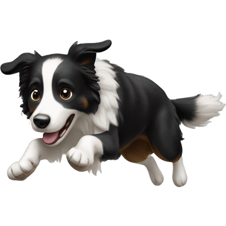 Anvil with border collie jumping over emoji