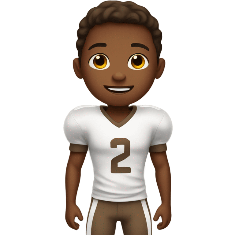 Little boy playing football with brown skin emoji