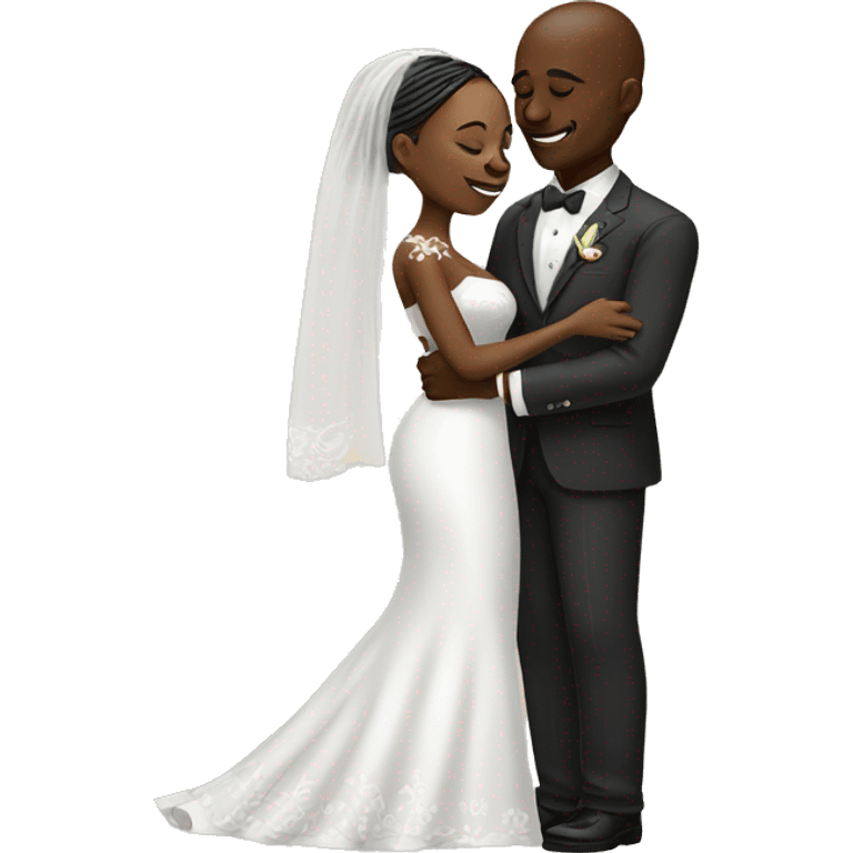 African Bride and Groom. Hugging each other. Eyes closed. emoji