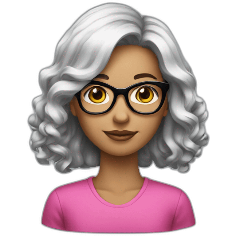 Garota de cabelo meio rosa, meio preto oculos emoji