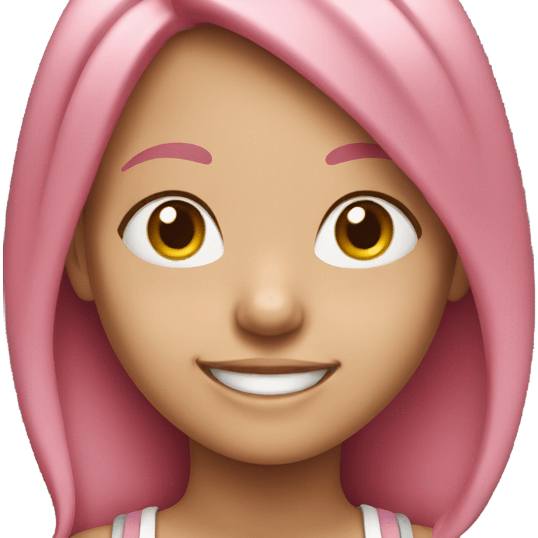 smiling girl with pink hair emoji