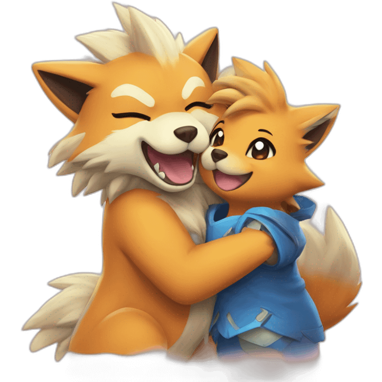 Arcanine and Golduck in love emoji