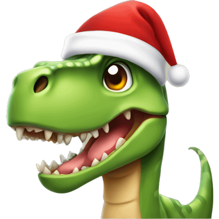 Dinosaurio con gorro de navidad emoji