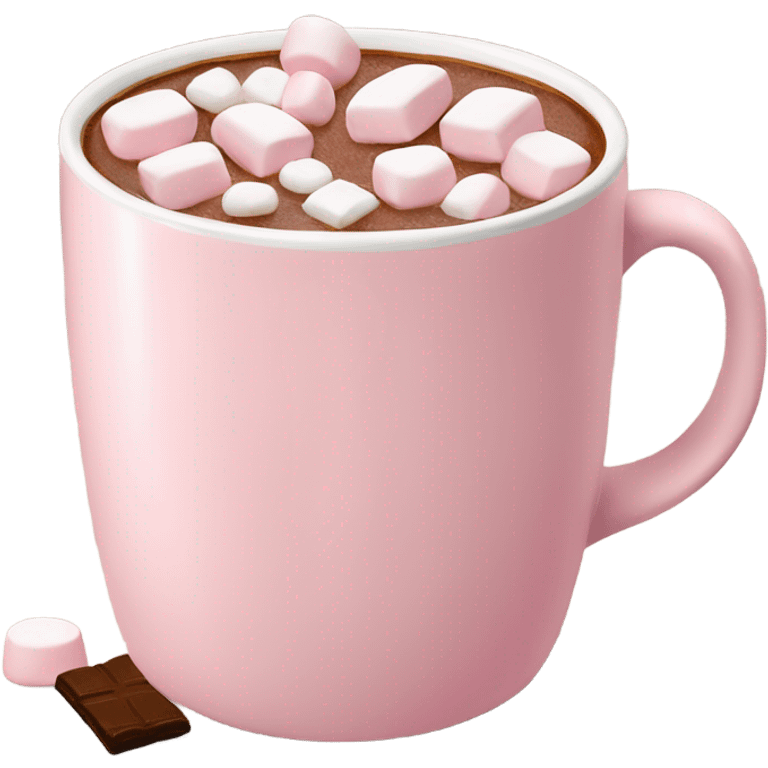 Light Pink mug of hot chocolate with marshmallows  emoji