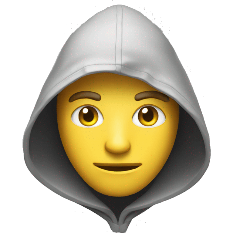 Hood with hacker face emoji