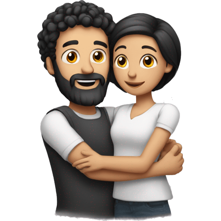 family red bearded man bald and a girl with black hair hugging emoji