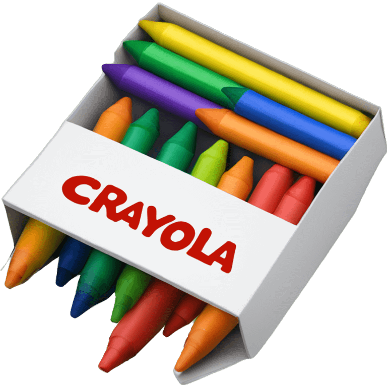 Yellow and Green Crayola Crayon Box with Red Orange Yellow Green Blue And Purple Crayons inside emoji