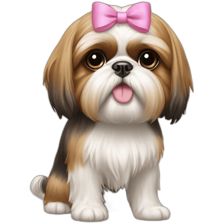 Dog Shih Tzu with a bow on head full-body emoji