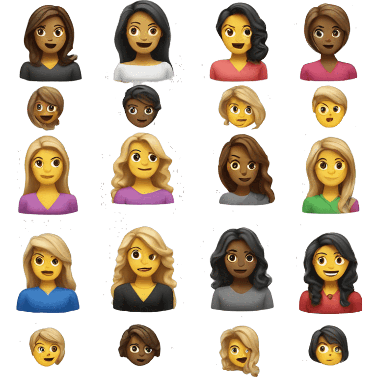 A round table with women sitting around it. They should be diverse in race and hair style.  emoji