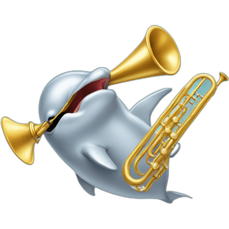 dolphin playing the trumpet emoji