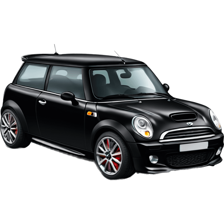 A fully black Mini Cooper s works, full image from the front  emoji