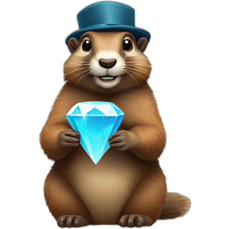 A marmot with a diamond in his hand emoji