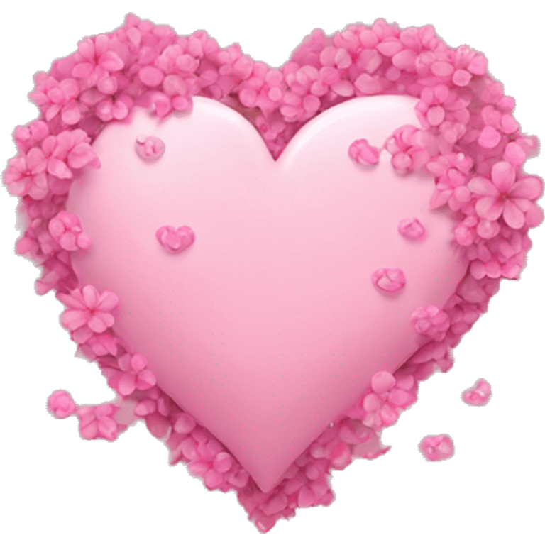 Pink heart with Sakuras falling around it emoji