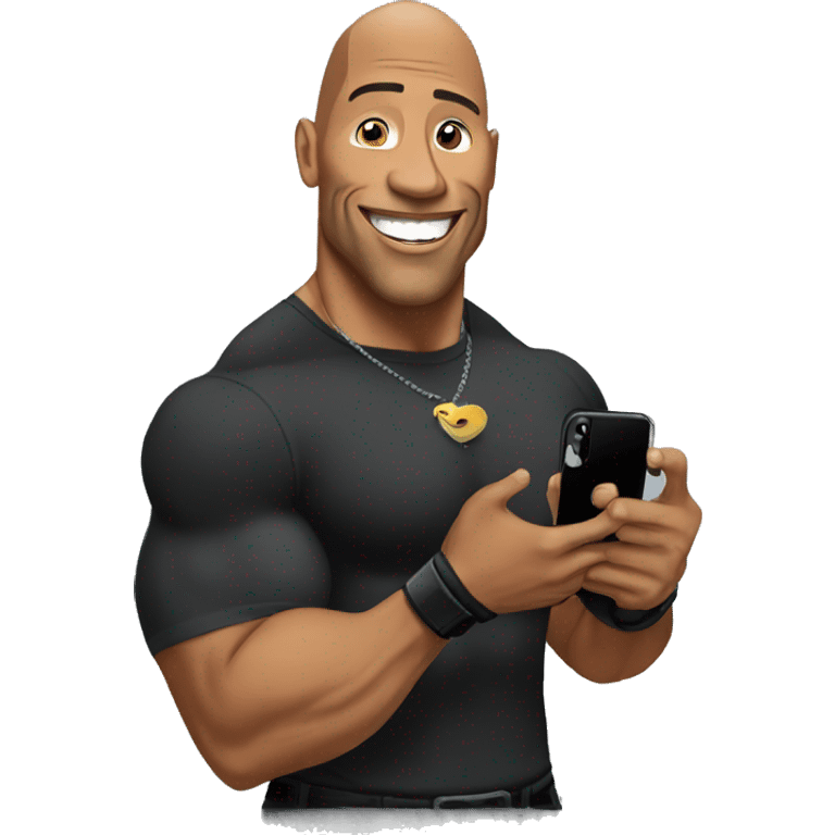 the rock holding an iphone emoji