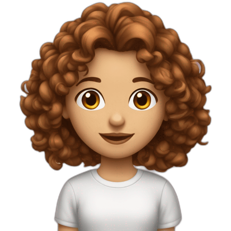 Fille marron cheveux bouclés long emoji