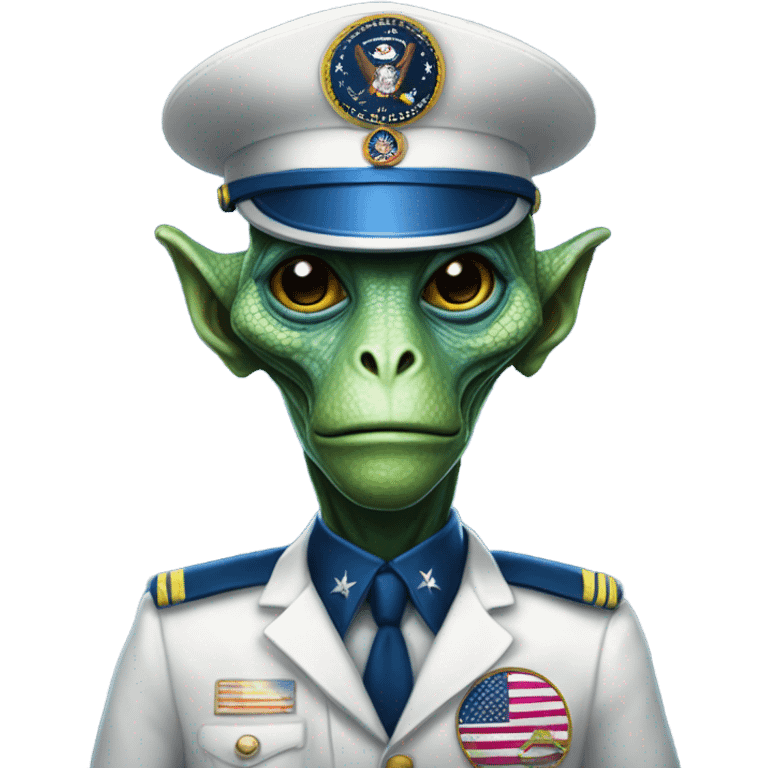 Reptilian Alien man general usa space force, full body, blue  emoji