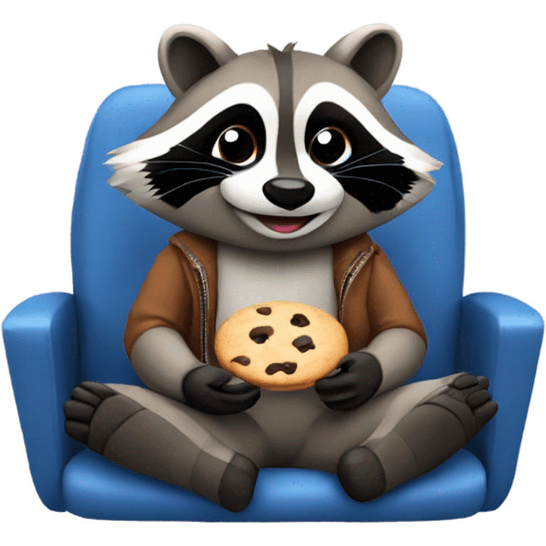 Raccoon flying in airplane eating cookie  emoji