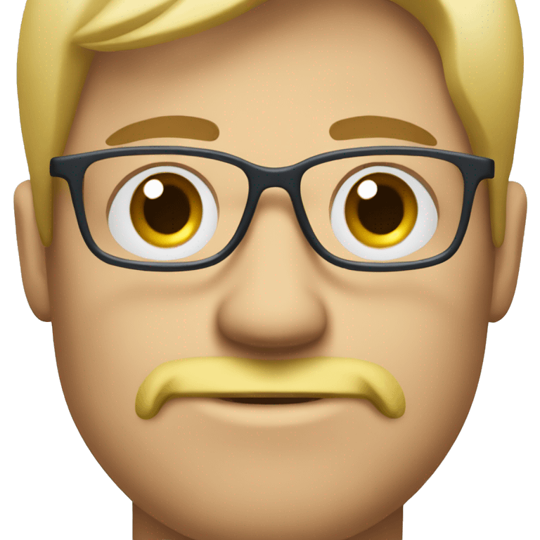 Blond guy with facial hair, eyeglasses and blue eyes emoji