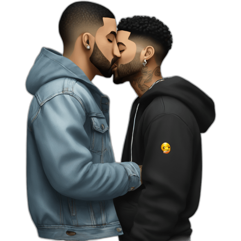 Drake kissing 21 Savage emoji