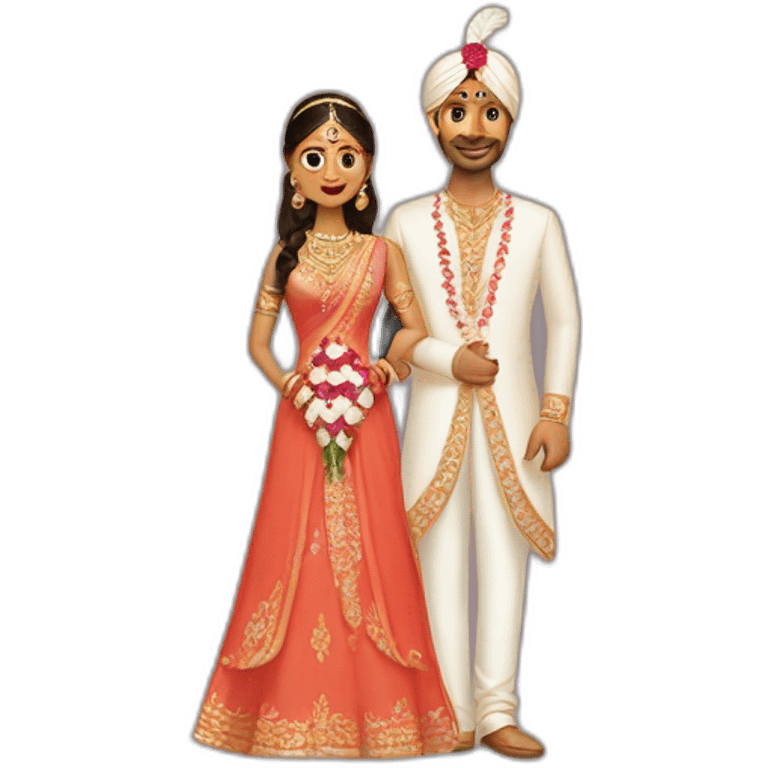 indian bride and tall groom emoji