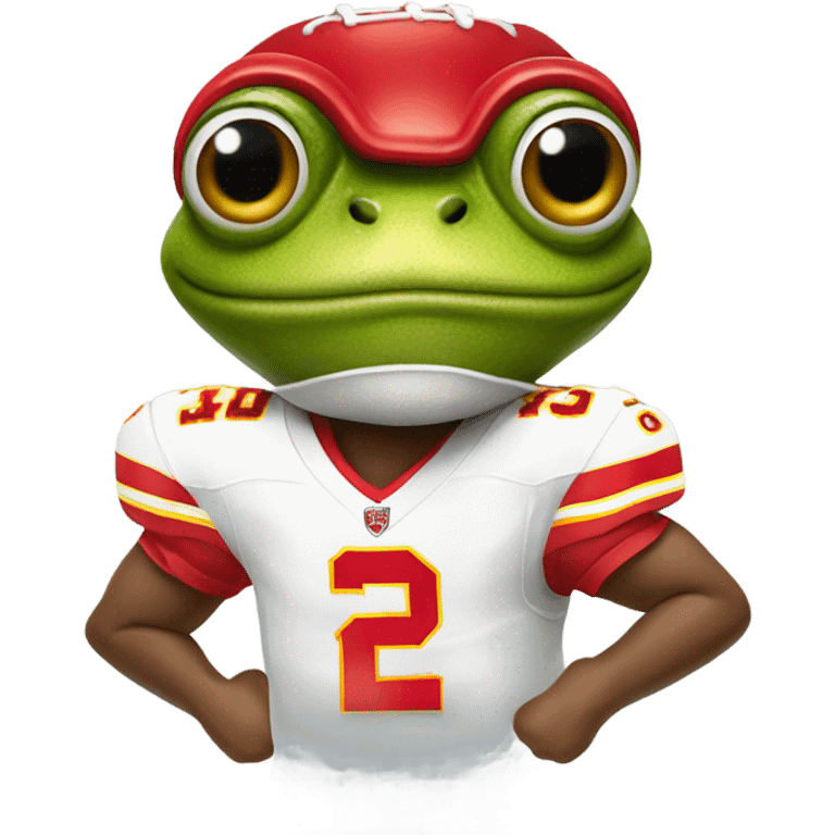 Frog wearing KC chiefs jersey  emoji