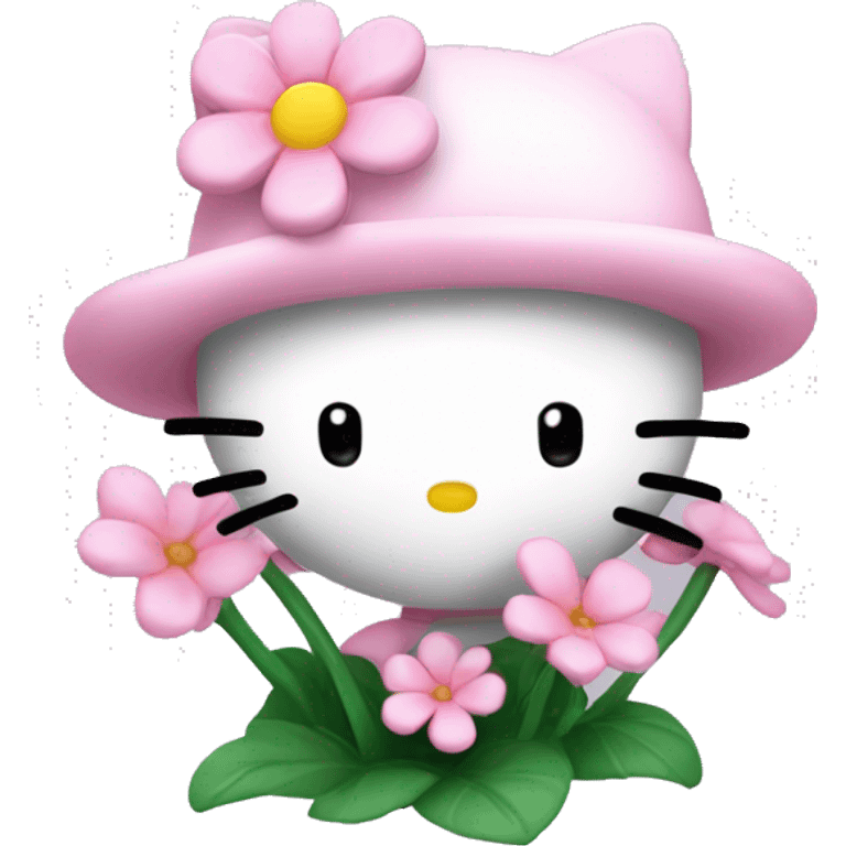 hello kitty sosteniendo florecitas  emoji