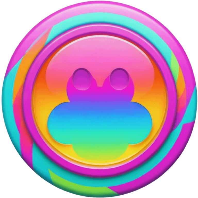 A round psychedelic colored button with bezeled edges emoji