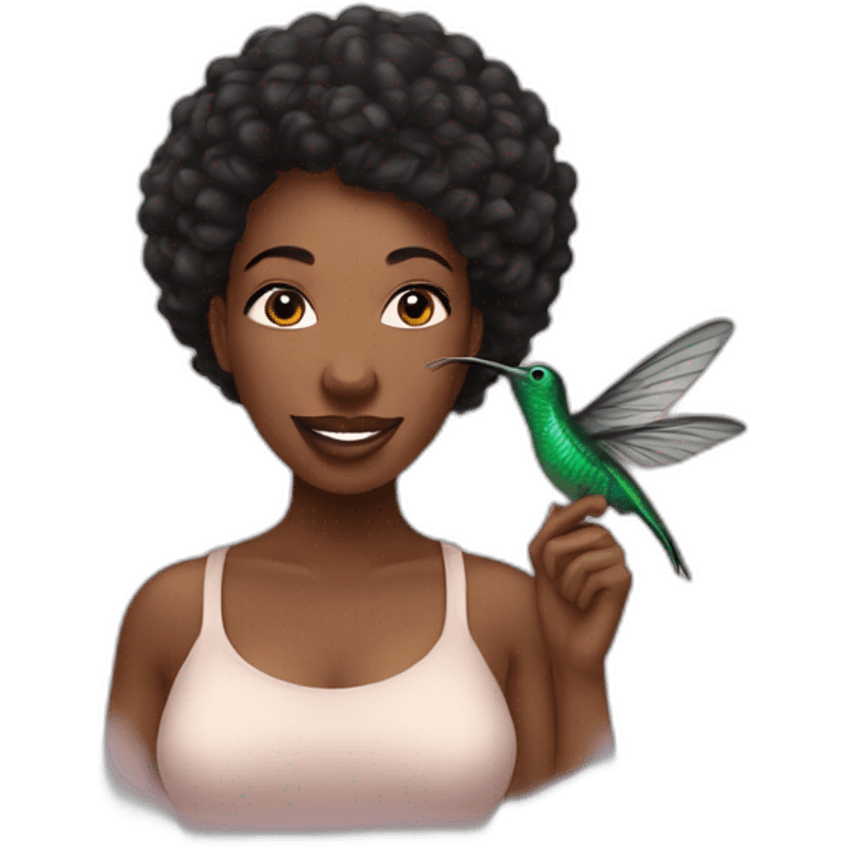 Black women with humming bird emoji