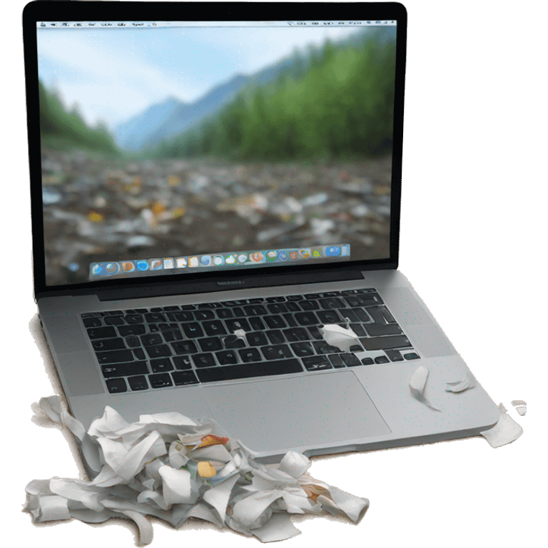 macbook with trash on desktop emoji