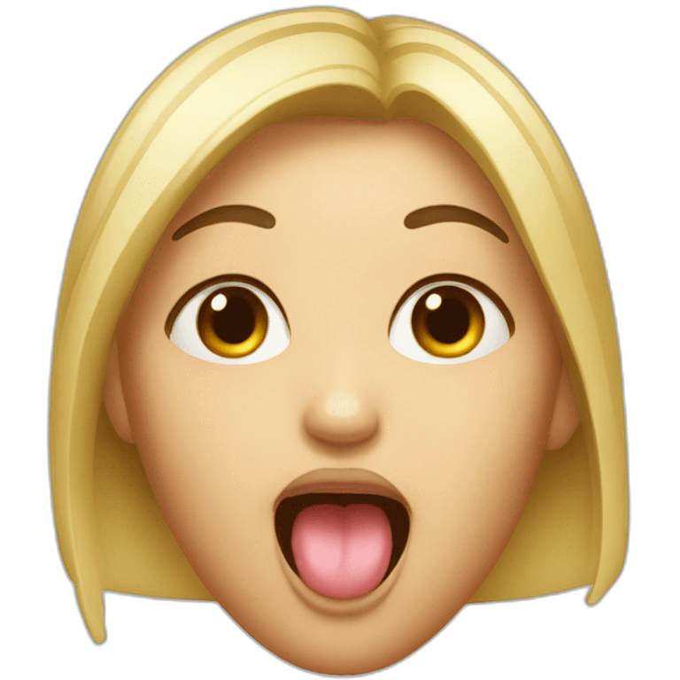 Girl sticking her tongue out with mouth closed emoji