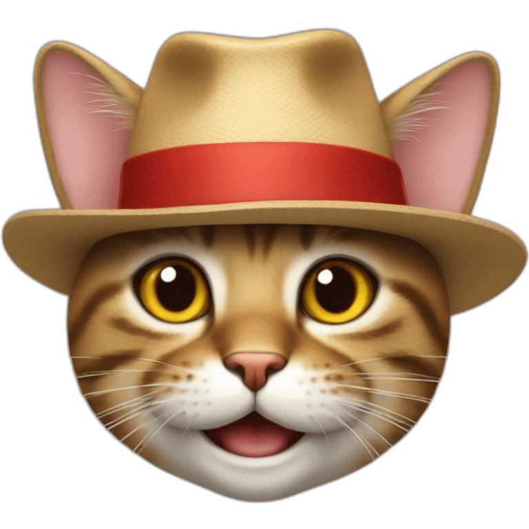 cat with a smile and a hat and a red nose emoji